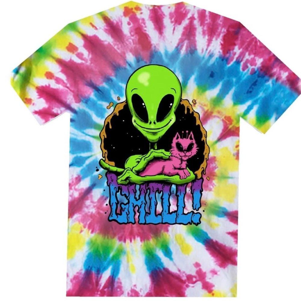 IML Issac Morris Chill Alien Tie Dye Graphic Tee